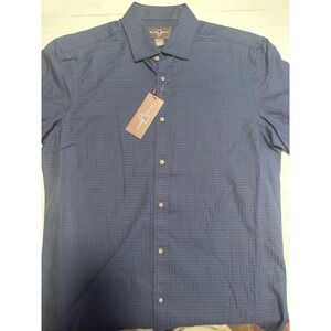 Black Brown 1826 Shirt Mens Small Blue New Short Sleeve Micro Check B1F0-WS-5550